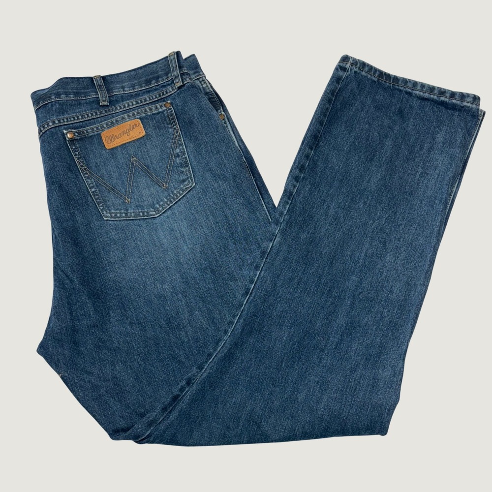 Wrangler Retro Slim Boot Jeans Mens 42x34 Blue Medium Wash Western Cowboy Denim